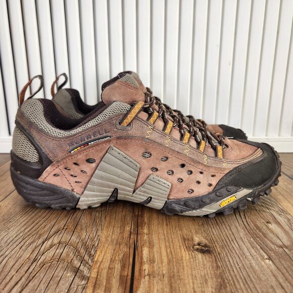 Merrell Intercept Mocha Mens Sz 9 Brown Vibram Low Top Trail Hiking Shoes J73779 - Picture 1 of 9